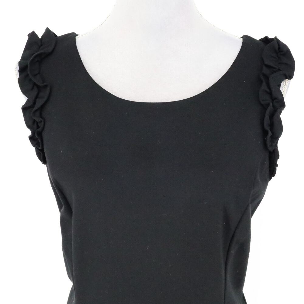Talbots RSVP Dress Petites 12P Black Stretch Knit Sheath Zip Ruffles Sleeveless - Picture 11 of 15
